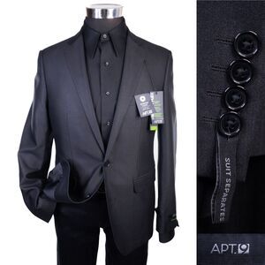 APT. 9 Premier Flex Stretch Sport Coat Sz 38R Micro Herringbone Black Poly Blend